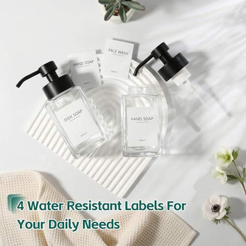 Foaming Soap Dispenser, 12oz/350ml Glass Foaming Hand Soap Dispenser Set, 2Pcs Refillable Foam Soap Dispenser With Foaming Pump, Labels, Square Foam Soap Hand Dispenser For Bathroom, Kitchen - color: Clear