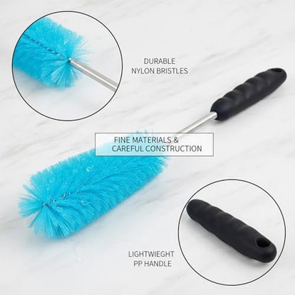 Long Handle Bottle Cleaning Brush for Narrow Neck Containers, Durable Nylon Bristles, Blue - size: 14.57 x 4.72 x 1.18 in