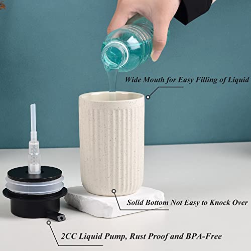 BosilunLife Dish Hand Soap Dispenser - Liquid Pump Soap Dispenser for Bathroom 12oz Ceramic Kitchen Dish Dispenser with Rust-Proof Liquid Pump Modern Refillable Lotion Bottles, Beige - color: Beige Lotion Pump