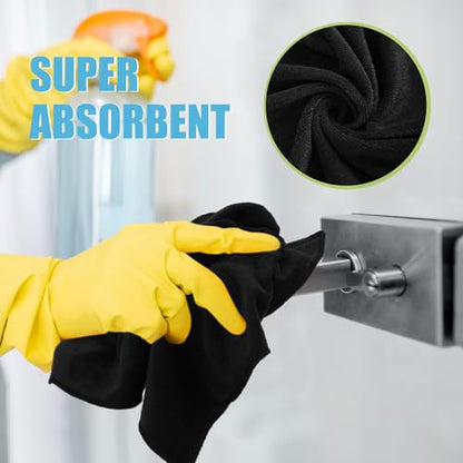 Nuenen Microfiber Cleaning Cloths for Cars 16 x 16 Inch Ultra Absorbent Car Towels Drying Reusable Cleaning Supplies House Kitchen Window Microfiber Towel(Black,60 Pcs) - color: Black