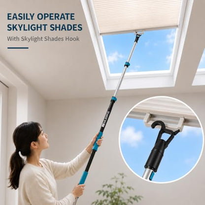 High Ceiling Duster Kit with 3-7T Heavy Duty Extension Pole, Reaches Up to 25FT, Includes Microfiber Feather Duster, Cobweb and Ceiling Fan Duster, Window Squeegee Cleaner & Skylight Hook (7FT) - size: 7FT