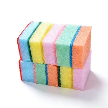 Colorful Dish Sponge for Kitchen, Set of 10 Non Scratch Kitchen Dishwashing Sponge Dual Sided Heavy Duty Kitchen Sponges for Dishes