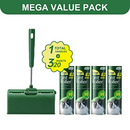Fedicelly Large Lint Rollers Pet Hair Extra Sticky Furniture,Cat Dog Hair Remover Laundry Clothes Carpet,6.3 inches Wider with 320 Sheets Giant Lint Remover Brush for Couch - size: 1 Roller/320 Sheets