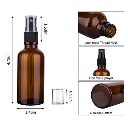2oz Amber Glass Spray Bottles for Essential Oils, Small Empty Spray Bottle, Fine Mist Spray, Set of 3 - color: Black Amber