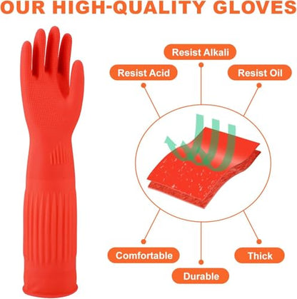 North Tower Rubber Gloves Kitchen Cleaning For Washing Dishing Kithchen, warmming Heat Resistant Dishwashing Gloves,18",2 Pairs Small - size: Small（45cm）