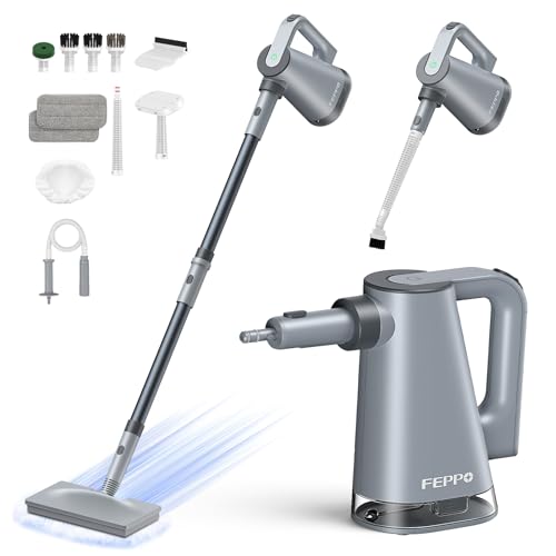 FEPPO Steam Mop & Detachable Handheld Steam Cleaner for Home and Floor Cleaning, 15s Heat-Up, 230°F Floor Steamer for Deep Cleaning with Multi-purpose Attachments Hardwood Floors, Tile,Grout,Furniture - color: Gray