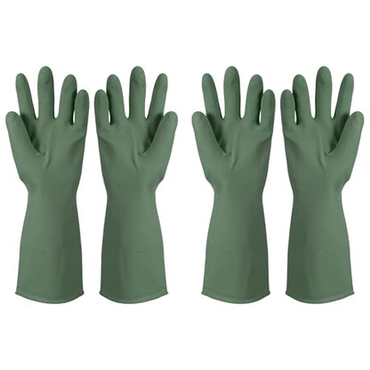 uxcell Rubber Cleaning Gloves, Reusable Household Dishwashing Long Rubber Gloves - color: Dark Green, size: Small