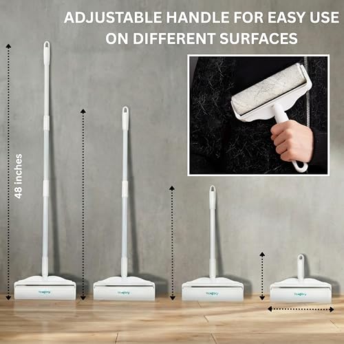 True & Tidy StickyPro XL Lint Roller Value Set with 2 Lint Roller Refills, Heavy-Duty Durable, Adjustable Handle Works Great on Pet Hair, Clothing, Furniture and More, 180 Sheets Total, Refillable - size: Lint Roller with 2 Refills