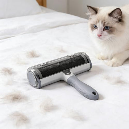 Pet Hair Remover Roller, Reusable Lint Roller with Large Fur Bin, Portable Cat and Dog Hair Remover for Couch, Bedding, Car, Rugs & Furniture (Gray) - color: Gray