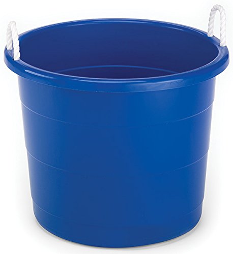 Homz 2 Pack of 17 Gallon Storage Buckets, Durable Plastic Containers, Sturdy Rope Handles, Large Tubs for Sports Equipment, Party Cooler, Gardening, Toys and Laundry, Blue - color: Cobalt Blue