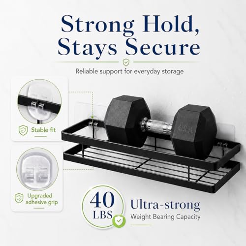 Strong Adhesive Shower Caddy Replacement, 8 Pack No Drill Adhesive Hooks for Bathroom & Kitchen Rack, Holds 40lbs, Waterproof & Transparent Strips for Tile, Glass, Smooth Walls - color: Transparent 8 PCS