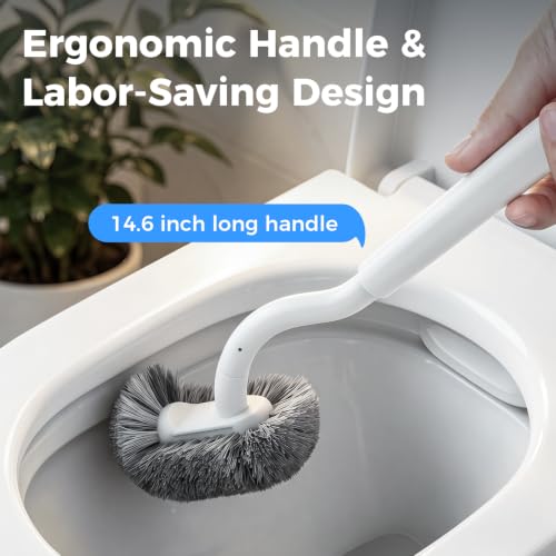 Bathroom Toilet Brush, OSCIOSS Toilet Cleaner Brush with Ergonomic Design, Compact Size, Durable Bristles, Wall Mounted RV Toilet Brush for Bathroom Cleaning (White, 2pack) - color: White, size: 2 Pack