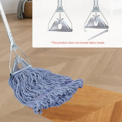 Mop Handle Commercial Heavy Duty - 57 Inch Industrial Metal Mop Stick Replacement for Floor Cleaning - Professional Mops Head Replacement Holder - color: Green 1 - Metal Clamp