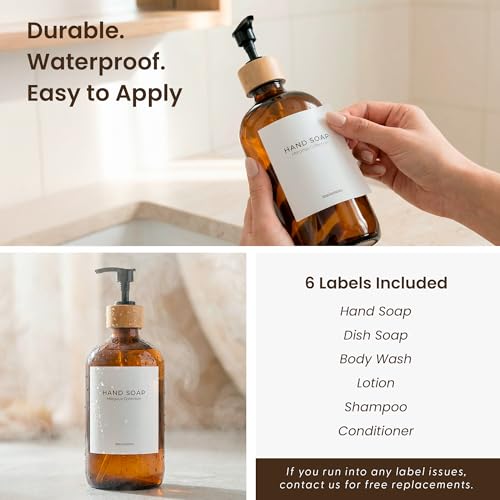 MaisoNovo Glass Hand Soap Dispenser | Dish Soap Dispenser for Kitchen | 16.9oz Amber Bottles with Black Bamboo Pump | Bathroom Lotion Dispenser - color: Single Amber Bottle/Black Bamboo Pump