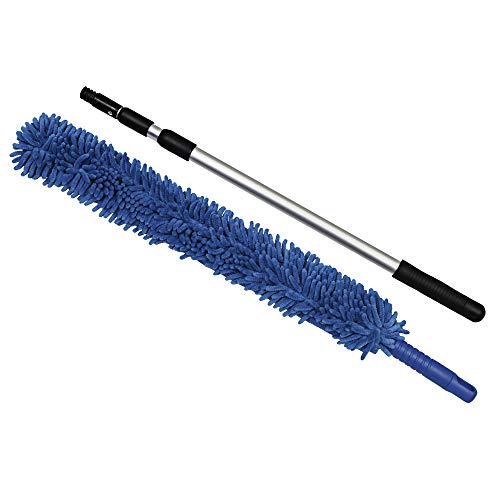 CleanAide Handheld Reusable Microfiber Flex Duster with Adjustable Telescopic Reach Pole – Bendable, Lightweight, Dust Cleaner for Blinds, Shutters, Radiators, Electronics, Glass, Hard-to-Reach Areas
