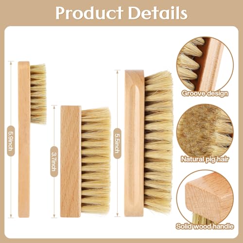3 Pcs Wood Laundry Stain Brush Stain Remover Brushes with Boar Bristle Small Stain Brush for Clothes for Scrubbing Stains from Furniture Fabric Leather(3 Pcs E) - style: 3 Pcs E