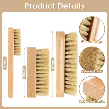 3 Pcs Wood Laundry Stain Brush Stain Remover Brushes with Boar Bristle Small Stain Brush for Clothes for Scrubbing Stains from Furniture Fabric Leather(3 Pcs E) - style: 3 Pcs E