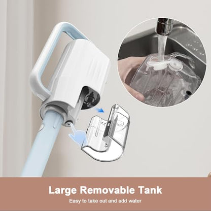 Steam Cleaner, 6 in1 Rotated Steam Mop Cleaner with 2 Modes, 2 Microfiber Pads, 400ML Removable Tank, 23FT Power Cable, Detachable Steam Mops for Floor, Laminate Floor, Tiles Cleaning (Ice Blue) - color: Ice Blue
