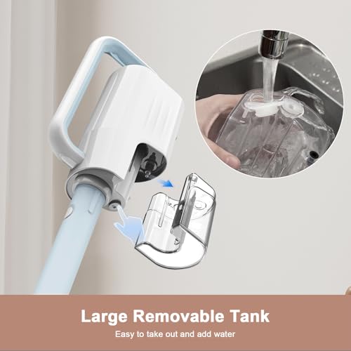 Steam Cleaner, 6 in1 Rotated Steam Mop Cleaner with 2 Modes, 2 Microfiber Pads, 400ML Removable Tank, 23FT Power Cable, Detachable Steam Mops for Floor, Laminate Floor, Tiles Cleaning (Ice Blue) - color: Ice Blue