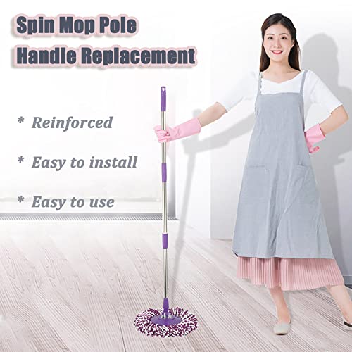 Spin Mop Pole Handle Replacement, Home Floor 360 Degrees Rotating Telescopic Replacement Handle Cleaning Tool Accessories Enhanced Thickened Version for Cleaning Home Office (Purple) - color: Purple