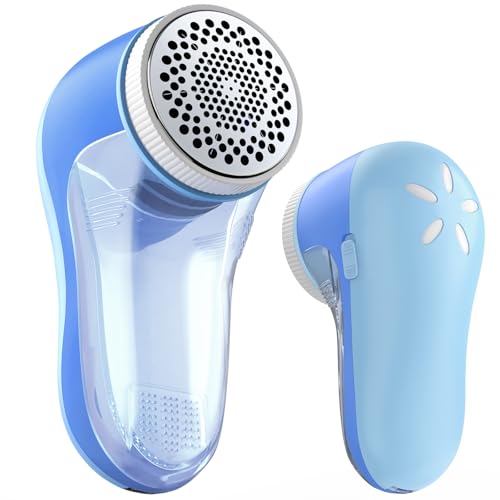 POPCHOSE Fabric Shaver, Lint Remover for Clothes, Electric Lint Shaver with 6-Leaf Blades, Sweater Shavers to Remove Pilling for Clothing, Couch, Furniture, Fuzz, Lint Ball, Bobbles, Blue-Cyan - color: Blue Cyan