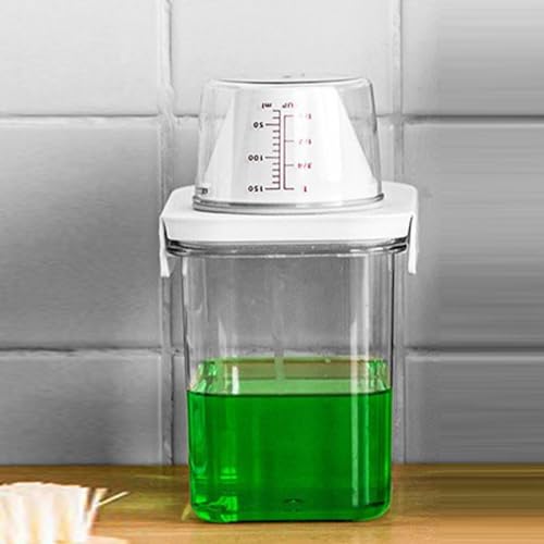 1100ml Capacity Transparent Plastic Liquid Laundry Dispenser Sealed Design Removable Lid Detergent Fabric Softener Storage Container