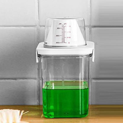 1100ml Capacity Transparent Plastic Liquid Laundry Dispenser Sealed Design Removable Lid Detergent Fabric Softener Storage Container