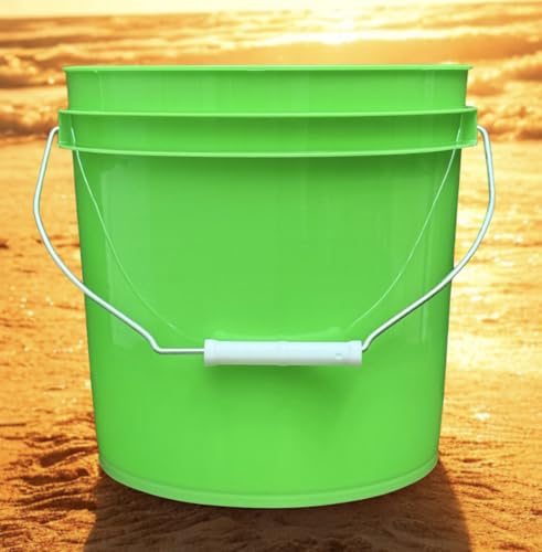 House Naturals 2 Gallon Food Grade - BPA Free Made in USA Buckets Lime Color pails with Screw On Gasket Lids (1, Lime - Blue lids) - color: Lime - Blue Lids
