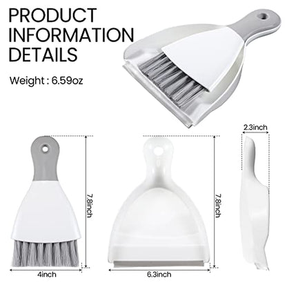 Zopeal 6 Sets Mini Dustpan and Brush Set Small Broom and Dust Pan Portable Multifunctional Whisk Hand for Car Table Desk Countertop Keyboard Kitchen Cat Dog Nest Home Cleaning Tool