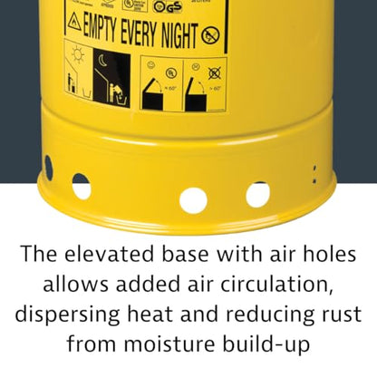 Justrite 09711 21 Gallon Oily Waste Can with Out Lever Yellow - color: Yellow, size: 21 Gallon, style: Hand-Operated Lid