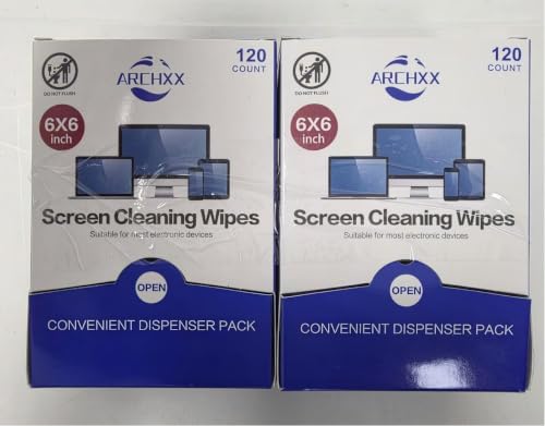 ARCHXX Screen Wipes for Electronics, 240 Count 6"x6" Pre-Moistened Screen Cleaner for Screens, Computer,Laptop,Tablet,Phone,Monitor,Car Screen Cleaner, Lens Wipes Individually Wrapped - size: 1 Count (Pack of 240)