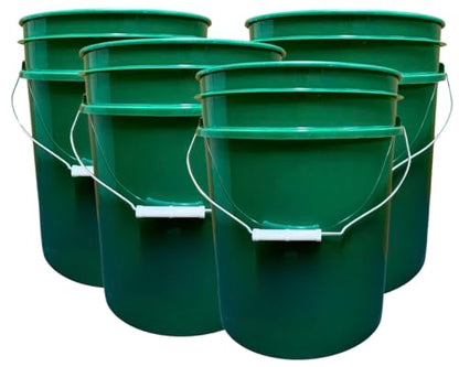 House Naturals 5 Gallon Premium HPDE Plastic Bucket - Made in USA Food Grade Storage Container, BPA Free All Purpose Pail (4, Dark Green) - color: Dark Green