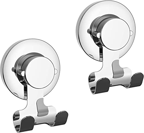 Suction Cup Hooks Razor Holder Powerful Vacuum Organizer for Towel, Razor, Coat, Bathrobe and Loofah 304 Stainless Steel Removable Hooks for Bathroom & Kitchen, Towel Hanger Storage (Silver) - color: Silver