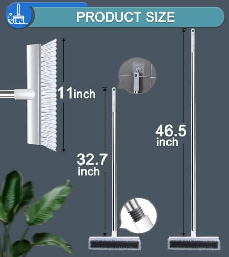 2 in 1 Bathroom Cleaning Brush with Wiper and Long Handle Floor Scrub Tiles Cleaning Brush for Home, Kitchen, Bathroom Cleaning Accessories