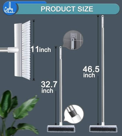 2 in 1 Bathroom Cleaning Brush with Wiper and Long Handle Floor Scrub Tiles Cleaning Brush for Home, Kitchen, Bathroom Cleaning Accessories
