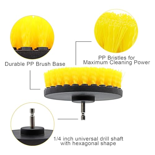 18 Pcs Drill Brush Attachments Set,Power Cleaning Scrub Brushes with Extend Long Attachment,Grout Cleaner for Tile Floors,Car Detailing, Carpet, Tile Grout, Sinks (18)