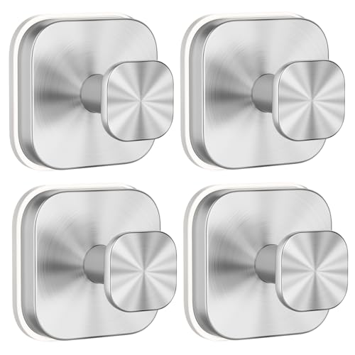 BKV Suction Cup Hooks for Shower,Heavy Duty Shower Hooks for Bathroom Wall,Glass Windows,Smooth Doors to Hang Towels,Robes,Coat,Reusable Suction Cup Wreath Hanger for Christmas Wreaths-Silver(4 Pack) - color: Silver, size: 4 Pack