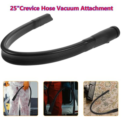 25" Long Flexible Crevice Tool Vacuum Cleaning Attachment with Removable Brush Head For All 1-1/4 inch or 1-3/8 inch Connector Hoses Helps Clean Cobwebs on Ceiling, Dryer Lint, Under Furniture