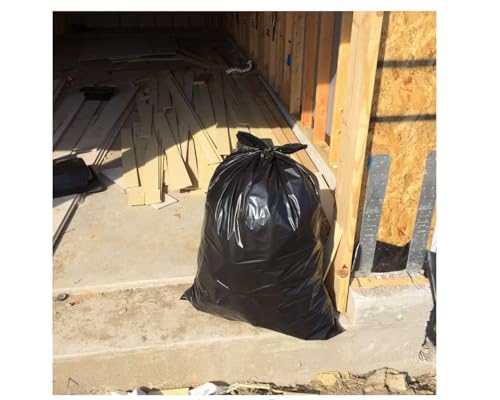 42 Gallon Heavy Duty Clean-Up Trash Bags – 50 Count, 3 Mil Thick, Tear & Puncture Resistant, Flap Tie Closure – Contractor, Commercial, Home Use – Black Garbage Bags