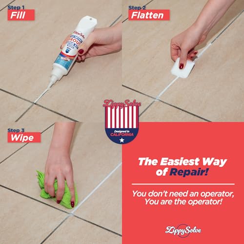 ZippySolve Tile Grout, Repair Kit, 2 Pack Grout Filler, Restore & Renew Tile Joints Line, Fast Drying Grout Paint Squeeze Tube for Bathroom Shower Kitchen Floor, Waterproof (17.6 oz, White) - style: 2xWhite