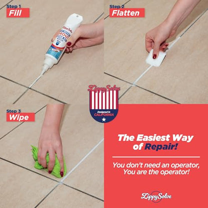 ZippySolve Tile Grout, Repair Kit, 2 Pack Grout Filler, Restore & Renew Tile Joints Line, Fast Drying Grout Paint Squeeze Tube for Bathroom Shower Kitchen Floor, Waterproof (17.6 oz, White) - style: 2xWhite