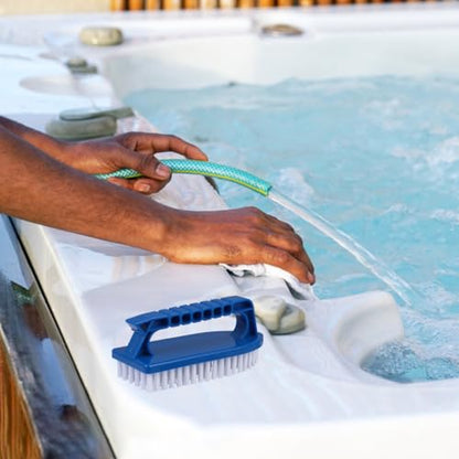 SEWACC Heavy Duty Handheld Scrub Brush for Pool Bathroom Kitchen with Non-Slip Handle Stiff Bristles for Cleaning Tiles Corners Floors and Grime Removal