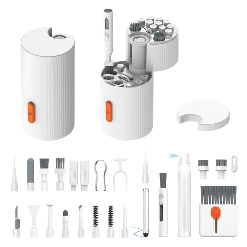 Multifunctional Electronic Cleaning Kit | Keyboard Brush,Screen Spray Wiper,USB Charging Port Repair Tools for Airpods,iPhone,Phone Stand,Card Slots Storage