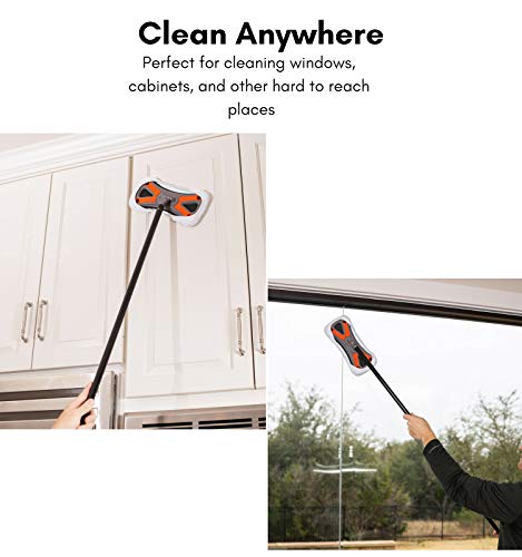 Dust Cleaning Sweeper Mopping - Orange and Grey Durable Mop Set - Lightweight - Great for Kitchen, Home, Garage and Office - Hardwood Tile Laminate Floor Cleaner - Removable Slipper