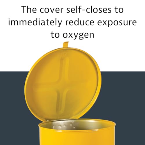 Justrite 09711 21 Gallon Oily Waste Can with Out Lever Yellow - color: Yellow, size: 21 Gallon, style: Hand-Operated Lid