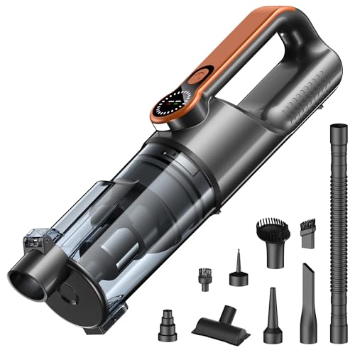 Ultra Car Vacuum Cleaner Cordless, Handheld 2-in-1 Vacuum and Blower 25000PA Suction, Portable Wireless Mini Vacuum for Interior Detailing, USB-C Rechargeable for Home Pet Hair. (Orange) - color: Orange