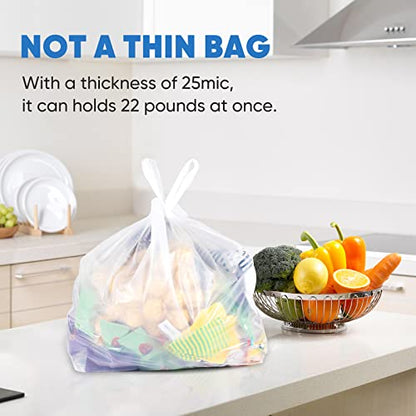 LimonLaviu Plastic Bags - 300Pack (25 mic thickness) (11.5'x 6.5" x 21') with Handles - Small Business & Grocery Bags in Bulk - Heavy Duty, Unscented - size: 300