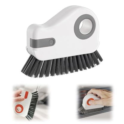 2 in 1 Groove Cleaning Brush Window Track Cleaning Tools, 2026 New Multifunction Hard Bristle Crevice Brush with Scraper for Shutter Door, Sliding Door, Window Sill, Window Seal (Gray) - color: Gray