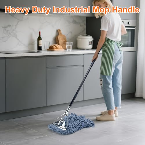 KeFanta 60" Metal Mop Handle Commercial Heavy Duty, Quick Change Industrial Mop Stick Replacemet,Side Gate Mops Head Replacement Holder for Floor Cleaning - style: 1 Pack Mop Handle