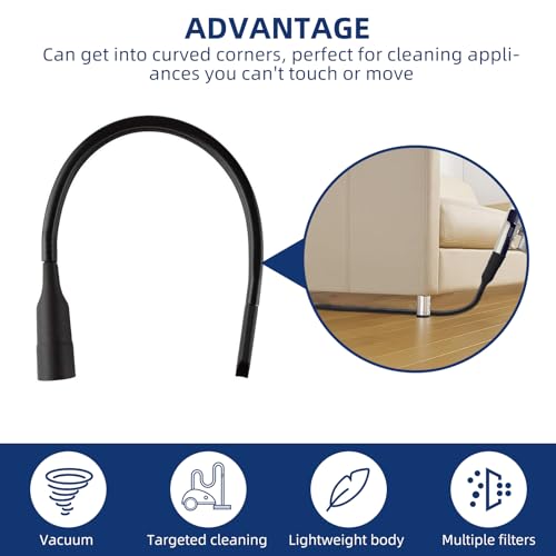 25" Long Flexible Crevice Tool Vacuum Cleaning Attachment for Vacuum Hoses Accepting 1-1/4"(32mm) or 1-3/8"(35mm) Inner Diameter Attachments